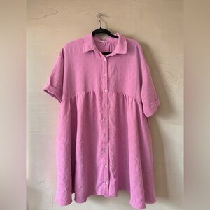 entro Pink Button-Front Midi Dress